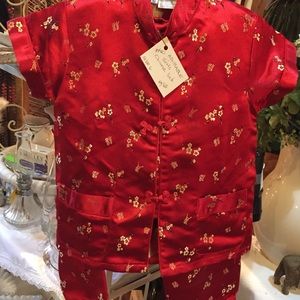 Adorable Girls Oriental Red Pajamas
